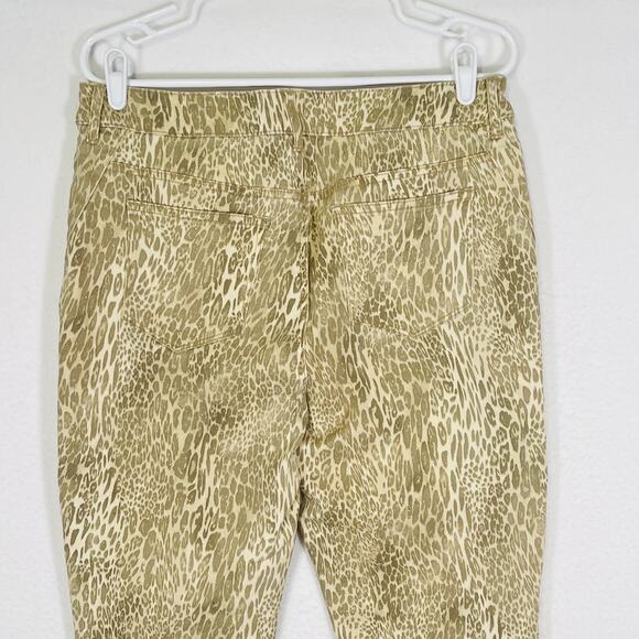 Chico's Pants Womens 10 Cream Tan Cheetah Cat Sparkle Stretchy Jeggings Jeans - Picture 4 of 9